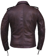 LB6832 Women's Purple Motorcycle Leather Jacket with Piasley Liner  Back View