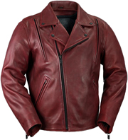 C269 Blood Red Leather Classic Motorcycle Jacket with Vents