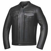 C6945 Leather Motorcycle Club Jacket with Hidden Pockets Panel
